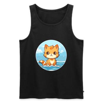 Chaton aquarelle dessin animé Kawaii Clipart Animal - Débardeur bio Premium Homme - noir - Devant - Michal (187cm)