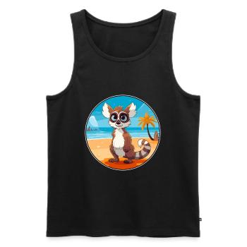 Lemur Watercolor Cartoon Kawaii Clipart Animal - Men's Premium Organic Tank Top - black - Front - Michal (187cm)