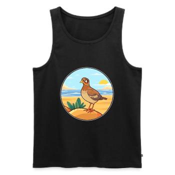 Perdrix aquarelle dessin animé Kawaii Clipart Animal - Débardeur bio Premium Homme - noir - Devant - Michal (187cm)