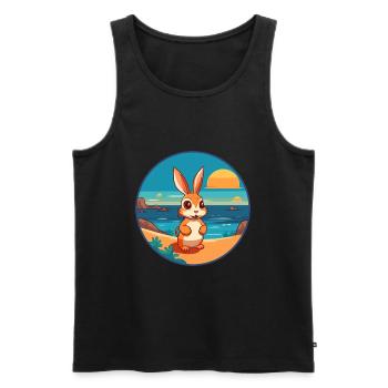 Rabbit Watercolor Cartoon Kawaii Clipart Animal - Men's Premium Organic Tank Top - black - Front - Michal (187cm)
