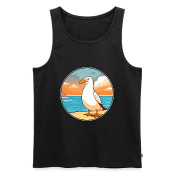 Seagull Watercolor Cartoon Kawaii Clipart Animal - Men's Premium Organic Tank Top - black - Front - Michal (187cm)