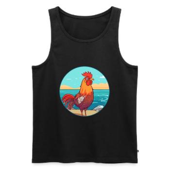Rooster Watercolor Cartoon Kawaii Clipart Animal - Men's Premium Organic Tank Top - black - Front - AI Model Male 178 light (178cm)