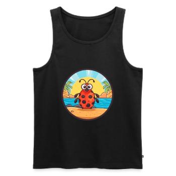 Ladybug Watercolor Cartoon Kawaii Clipart Animal - Men's Premium Organic Tank Top - black - Front - AI Model Male 178 light (178cm)