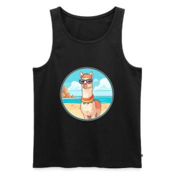 Lama Aquarell Cartoon Kawaii Clipart Tier - Männer Premium Bio Tank Top - Schwarz - Vorne - Michal (187cm)