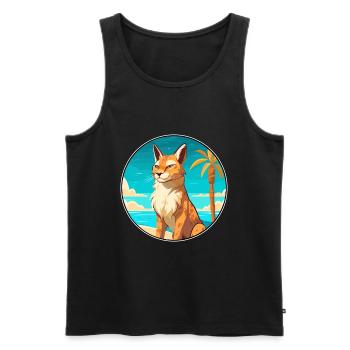 Lynx Watercolor Cartoon Kawaii Clipart Animal - Men's Premium Organic Tank Top - black - Front - Michal (187cm)