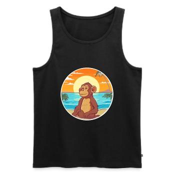 Monkey Watercolor Cartoon Kawaii Clipart Animal - Men's Premium Organic Tank Top - black - Front - AI Model Male 178 light (178cm)