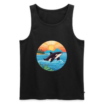 Orca Watercolor Cartoon Kawaii Clipart Animal - Men's Premium Organic Tank Top - black - Front - Michal (187cm)