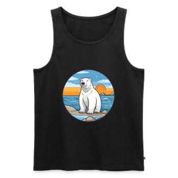 Ours polaire aquarelle dessin animé Kawaii Clipart animal de compagnie - Débardeur bio Premium Homme - noir - Devant - Michal (187cm)