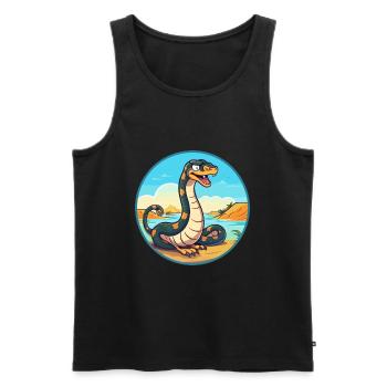 Schlange Aquarell Cartoon Kawaii Clipart Tier - Männer Premium Bio Tank Top - Schwarz - Vorne - Michal (187cm)