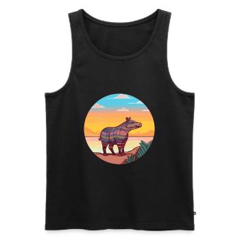 Tapir Watercolor Cartoon Kawaii Clipart Animal - Men's Premium Organic Tank Top - black - Front - Michal (187cm)