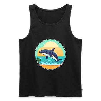 Wal Aquarell Cartoon Kawaii Clipart Tier - Männer Premium Bio Tank Top - Schwarz - Vorne - Michal (187cm)