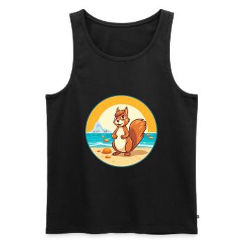 Squirrel Watercolor Cartoon Kawaii Clipart Animal - Men's Premium Organic Tank Top - black - Front - Michal (187cm)