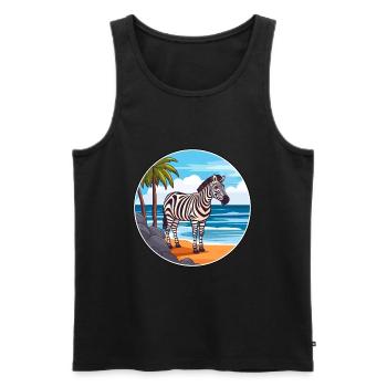 Zebra Watercolor Cartoon Kawaii Clipart Animal - Men's Premium Organic Tank Top - black - Front - Michal (187cm)
