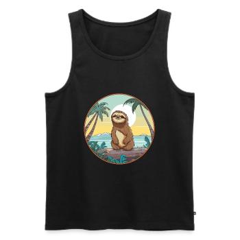 Paresseux aquarelle dessin animé Kawaii Clipart Animal - Débardeur bio Premium Homme - noir - Devant - Michal (187cm)