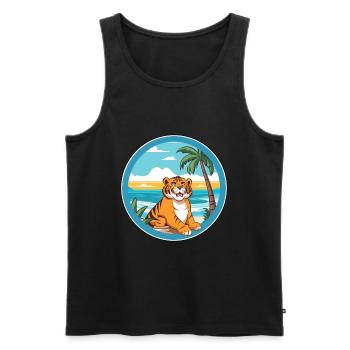 Tigre Aquarelle Dessin Animé Kawaii Clipart Animal - Débardeur bio Premium Homme - noir - Devant - Michal (187cm)