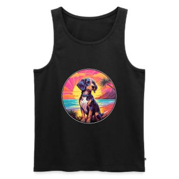 Aidi Dog Breed Aquarelle de dessin animé coloré - Débardeur bio Premium Homme - noir - Devant - Michal (187cm)