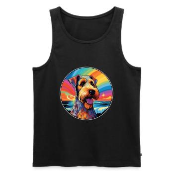 Airedale Terrier Chien Race Coloré Cartoon Waterc - Débardeur bio Premium Homme - noir - Devant - Michal (187cm)