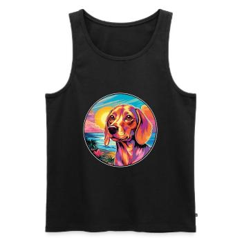 Alpine Dachsbracke Dog Breed Colorful Cartoon Wate - Men's Premium Organic Tank Top - black - Front - AI Model Male 178 light (178cm)