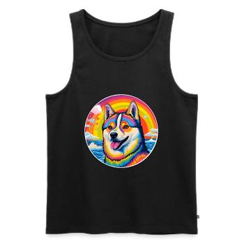 Amerikanische Akita-Hunderasse Bunte Karikatur Watercol - Männer Premium Bio Tank Top - Schwarz - Vorne - Michal (187cm)