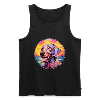 Amerikanischer Leopardenhund Hunderasse Bunte Karikatur - Männer Premium Bio Tank Top - Schwarz - Vorne - Michal (187cm)