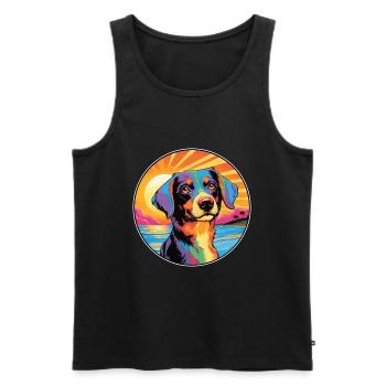 Ariegeois Race De Chien Coloré Dessin Animé Aquarelle - Débardeur bio Premium Homme - noir - Devant - Michal (187cm)