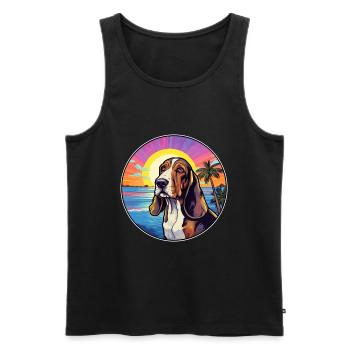 Basset Artesien Normand Dog Breed Colorful Cartoon - Men's Premium Organic Tank Top - black - Front - Michal (187cm)