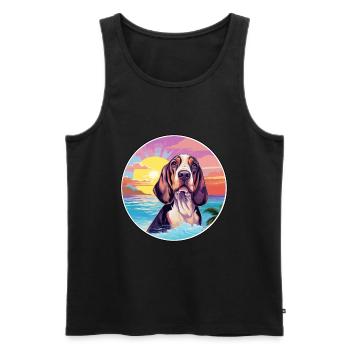 Basset Bleu De Gascogne Dog Breed Colorful Cartoon - Men's Premium Organic Tank Top - black - Front - Michal (187cm)