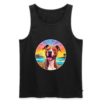 American Pitbull Terrier Dog Breed Colorful Cartoo - Men's Premium Organic Tank Top - black - Front - AI Model Male 178 light (178cm)