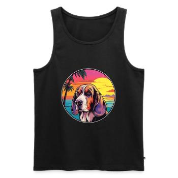 Basset Hund Hund Rasse Bunte Karikatur Aquarell - Männer Premium Bio Tank Top - Schwarz - Vorne - Michal (187cm)
