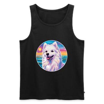 American Eskimo Dog Breed Colorful Cartoon Waterco - Men's Premium Organic Tank Top - black - Front - AI Model Male 178 light (178cm)
