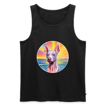 American Hairless Terrier Race de chien Carto coloré - Débardeur bio Premium Homme - noir - Devant - Michal (187cm)