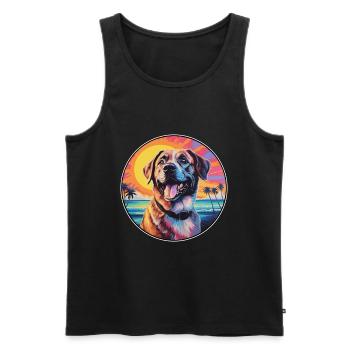 Anatolian Shepherd Dog Breed Colorful Cartoon Wate - Men's Premium Organic Tank Top - black - Front - AI Model Male 178 light (178cm)