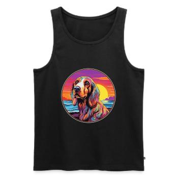 Basset Fauve de Bretagne Hunderasse Bunt Cartoo - Männer Premium Bio Tank Top - Schwarz - Vorne - Michal (187cm)