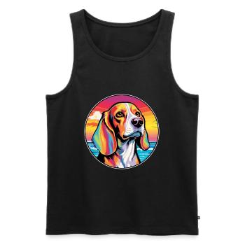 Beagle Harrier Hunderasse Bunte Karikatur Watercol - Männer Premium Bio Tank Top - Schwarz - Vorne - AI Model Male 178 light (178cm)