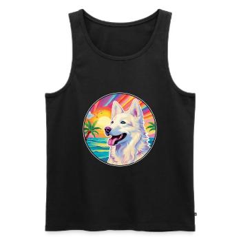 Berger Blanc Suisse Dog Breed Colorful Cartoon Wat - Men's Premium Organic Tank Top - black - Front - Michal (187cm)