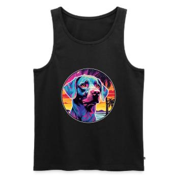 Bleu De Gascogne Chien Race Coloré Cartoon Waterc - Débardeur bio Premium Homme - noir - Devant - AI Model Male 178 light (178cm)