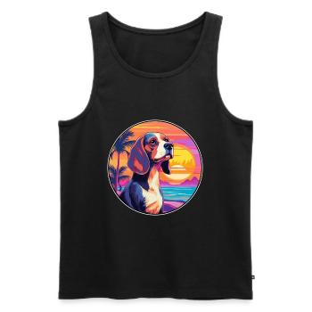 Beagle Hunderasse Buntes Karikatur-Aquarell - Männer Premium Bio Tank Top - Schwarz - Vorne - AI Model Male 178 light (178cm)