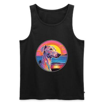 Bedlington Terrier Dog Breed Colorful Cartoon Wate - Men's Premium Organic Tank Top - black - Front - AI Model Male 178 light (178cm)
