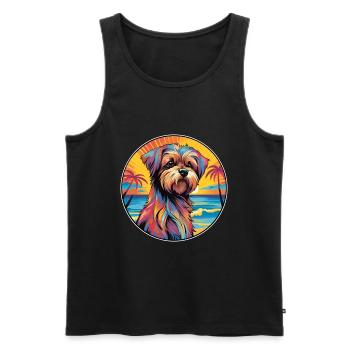 Griffon Belge Chien Race Coloré Cartoon Waterco - Débardeur bio Premium Homme - noir - Devant - Michal (187cm)