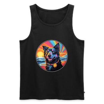 Belgische Groenendael Hunderasse Bunte Karikatur Wat - Männer Premium Bio Tank Top - Schwarz - Vorne - Michal (187cm)