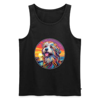 Bergamasco Schäferhund Hund Rasse Bunte Karikatur Wat - Männer Premium Bio Tank Top - Schwarz - Vorne - Michal (187cm)