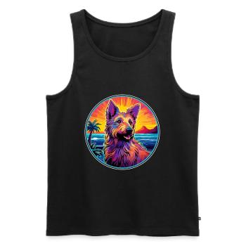Berger Picard Hunderasse Bunte Karikatur Watercolo - Männer Premium Bio Tank Top - Schwarz - Vorne - AI Model Male 178 light (178cm)