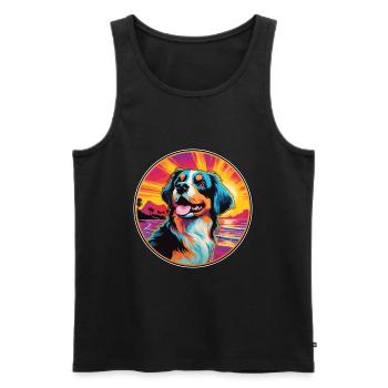 Berner Laufhund Dog Breed Colorful Cartoon Waterco - Men's Premium Organic Tank Top - black - Front - AI Model Male 178 light (178cm)