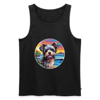 Biewer Terrier Dog Breed Colorful Cartoon Watercol - Men's Premium Organic Tank Top - black - Front - AI Model Male 178 light (178cm)