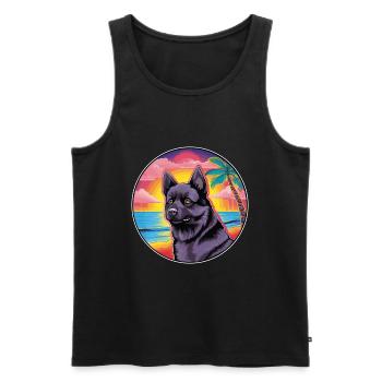 Schwarzer norwegischer Elchhund Hunderasse Buntes Cartoo - Männer Premium Bio Tank Top - Schwarz - Vorne - Michal (187cm)