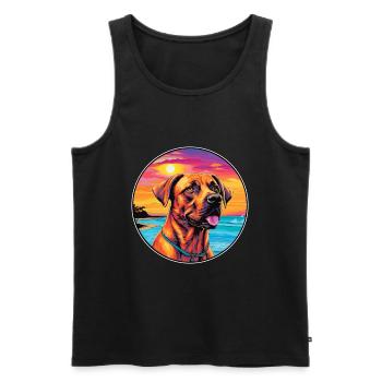 Black Mouth Cur Dog Breed Colorful Cartoon Waterco - Men's Premium Organic Tank Top - black - Front - AI Model Male 178 light (178cm)