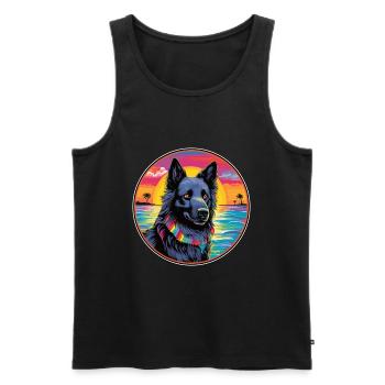 Chien de berger belge race de chien coloré dessin animé Waterc - Débardeur bio Premium Homme - noir - Devant - Michal (187cm)