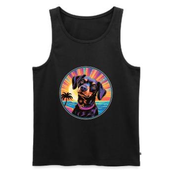 Schwarze braune Hunderasse bunte Karikatur Aquarell - Männer Premium Bio Tank Top - Schwarz - Vorne - AI Model Male 178 light (178cm)