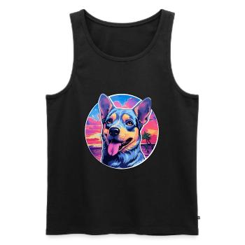 Blue Heeler Dog Breed Colorful Cartoon Watercolor - Men's Premium Organic Tank Top - black - Front - AI Model Male 178 light (178cm)