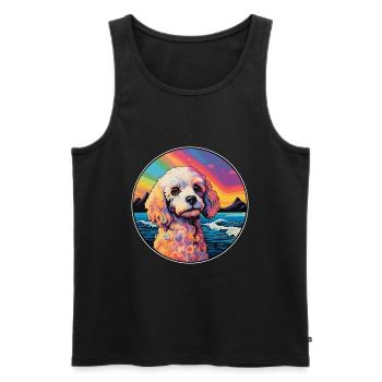 Bolognaise chien race coloré dessin animé aquarelle - Débardeur bio Premium Homme - noir - Devant - Michal (187cm)
